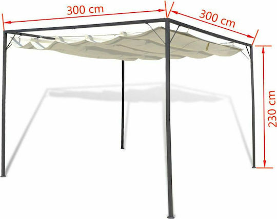 Garden Pergola with Ceiling Made of Metallic in White Color 300x300x225cm