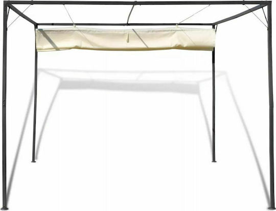 Garden Pergola with Ceiling Made of Metallic in White Color 300x300x225cm