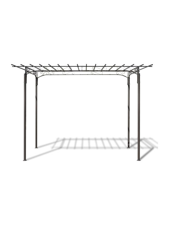 Пергола За Градина От Метал В Сребрист Цвят 190x320x215см