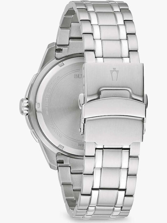 Bulova Sport Ανδρικό Ρολόι 44mm Χρονογράφος Μπαταρίας με Ασημί Μεταλλικό Μπρασελέ