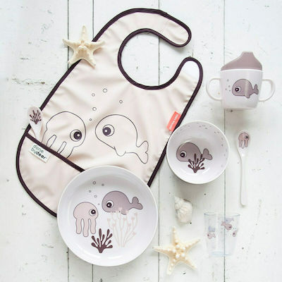 Done by Deer Sea Friends Waterproof Bib Plastic with Hoop & Loop Fastener & Pocket Powder