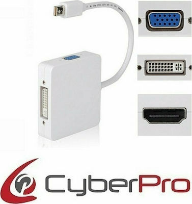 CyberPro Μετατροπέας mini DisplayPort male σε DVI-I / HDMI / VGA female Λευκό (CP-MD3X10)