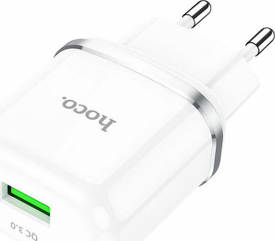 Hoco Charger Without Cable with USB-A Port 18W Quick Charge 3.0 White (N3 Vigour)