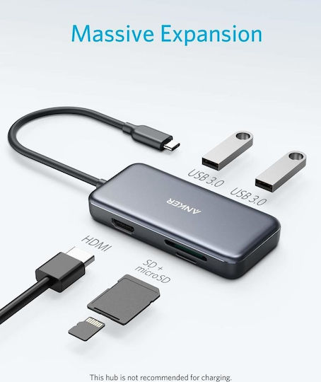 Anker PowerExpand USB-C Docking Station με HDMI 4K Ασημί