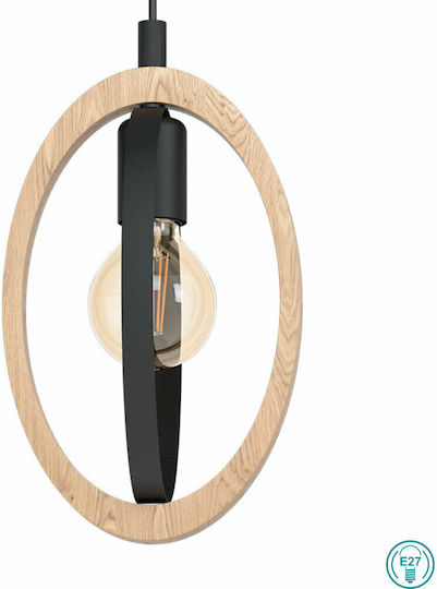 Eglo Basildon Pendant Light Black Rail with Socket E27 78x110x110cm