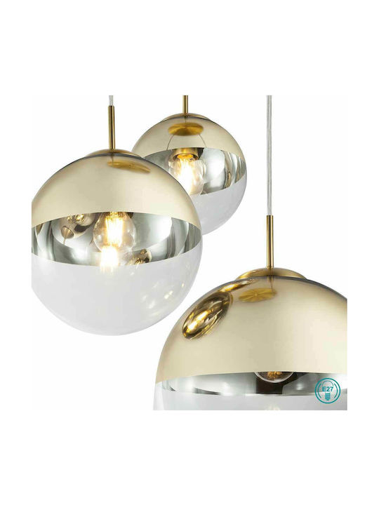 Globo Lighting Varus Pendant Light Three-Light for Socket E27 Gold