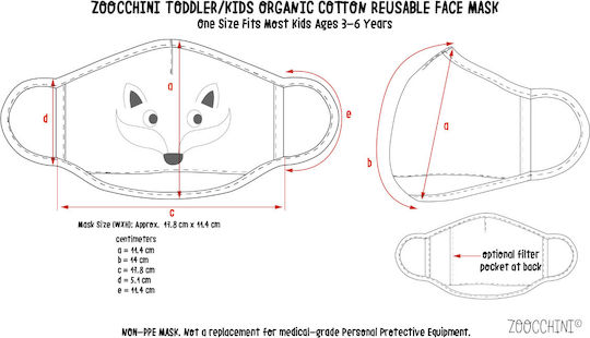 Zoocchini Set of 3 Organic Cotton Kids Masks 3-6 Years Reusable Protective Masks Fabric for Kids ZOO15904 3 Pieces