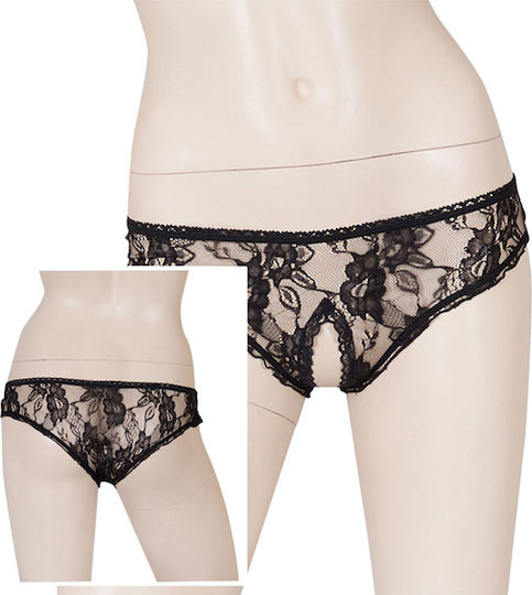 Cottelli Collection Crotchles Panties Frauen Sexy Slip offenem Schritt Black
