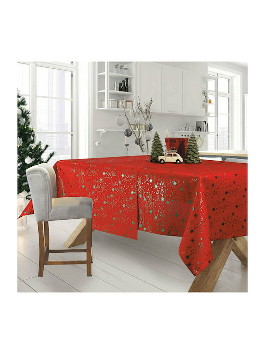 Das Home Weihnachtlich Tischtuch Stoff Rot L180xB140cm.