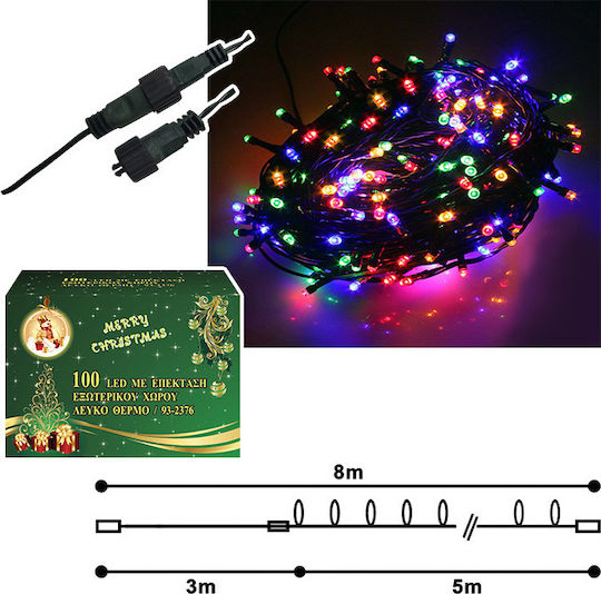 100 Lights LED 8m. Multicolor in String 1pcs