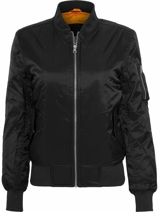 Women's Short Bomber Jacket for Winter Black