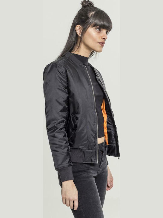 Women's Short Bomber Jacket for Winter Black