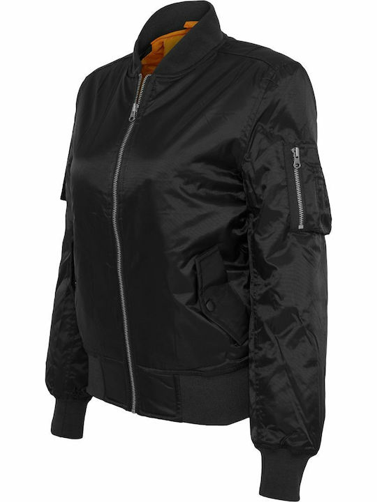 Women's Short Bomber Jacket for Winter Black