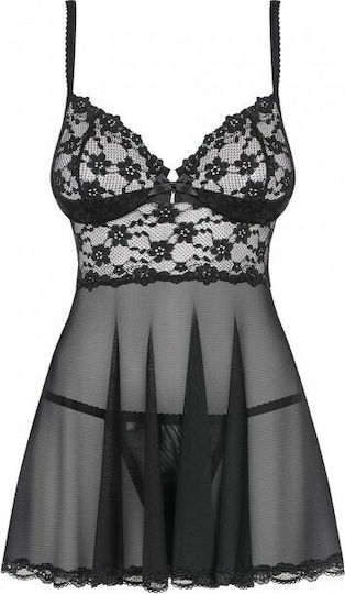 Obsessive Letica Airy Babydoll & Thong Set Sexy Babydoll mit Spitze Schwarz