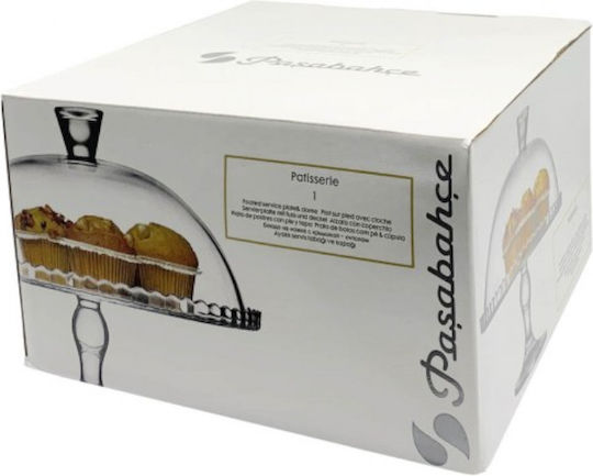 Pasabahce 95200 Kuchenständer Glas mit Deckel & Fuß Transparent 32x25x27cm