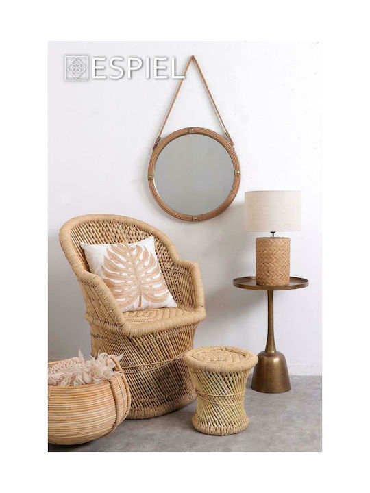 Espiel Wall Mirror with Brown Wooden Frame Diameter 60cm 1pcs