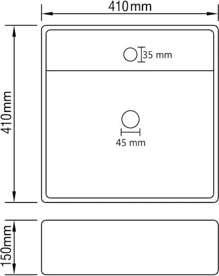 vidaXL Countertop Sink Ceramic 41x41x15cm Transparent