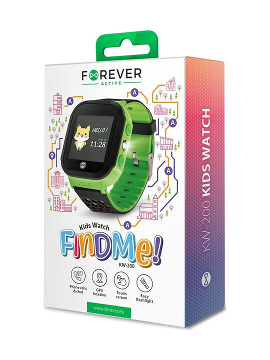 Forever Kids Digital Watch Find Me with GPS and Rubber/Plastic Strap Green