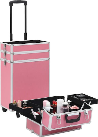 vidaXL Kosmetikkoffer Räder Rosa H74xW37xL24cm