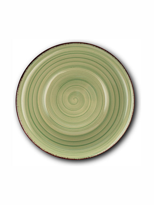 Nava Lines Plate Soup Plates Ceramic Green with Diameter 22cm 1pcs