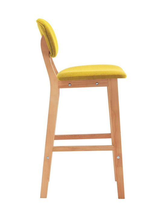 Stool Bar with Backrest Upholstered with Fabric Yellow Mustard 2pcs 45x47x92cm