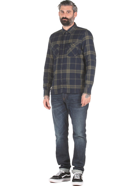 Langärmlig Flanell Hemd Geprüft Khaki