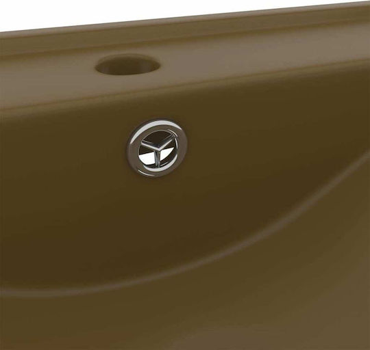 vidaXL Επικαθήμενος Νιπτήρας Κεραμικός 60x46x16cm Καφέ