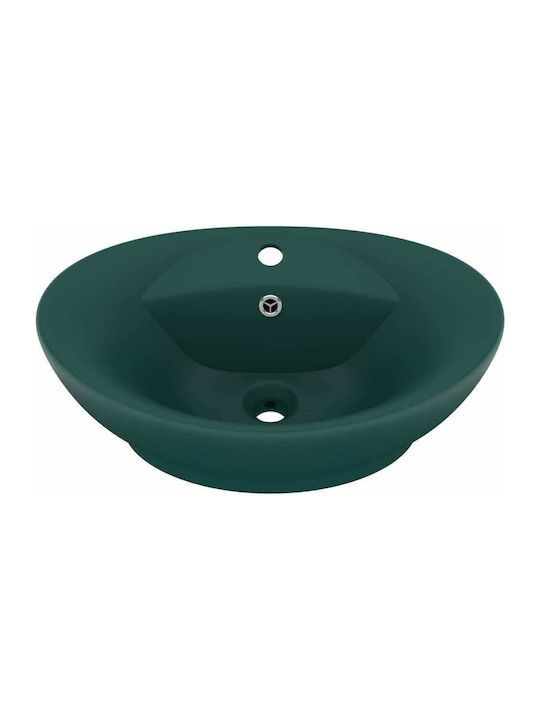 vidaXL Pe blat Lavoar Ceramică 58.5x39x21cm Verde