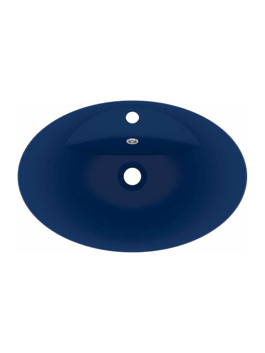 vidaXL Aufgesetztes Waschbecken Keramik 58.5x39x21cm Blau