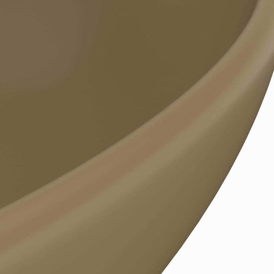 vidaXL Επικαθήμενος Νιπτήρας Κεραμικός 40x33cm Καφέ