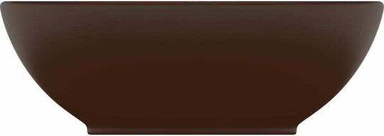 vidaXL Επικαθήμενος Νιπτήρας Κεραμικός 40x33x13.5cm Καφέ