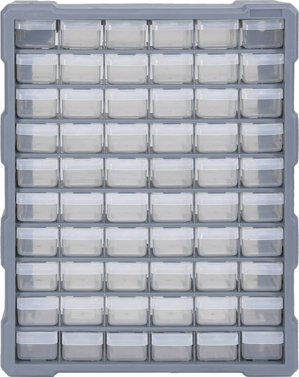 vidaXL Plastic Tool Box Drawers with 60 Stackable Sorters W38xL16xH47.5cm