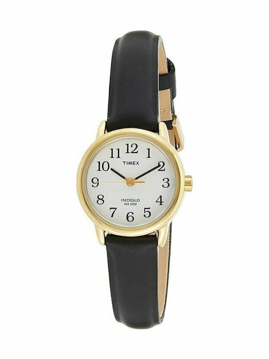 Timex Easy Reader Γυναικείο Ρολόι 25mm Μπαταρίας με Μαύρο Δερμάτινο Λουράκι