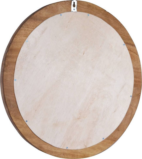 vidaXL Wall Mirror with Coffee Wooden Frame Diameter 60cm 1pcs