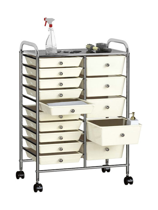 vidaXL Kitchen Trolley Plastic White 63x36.5x90cm