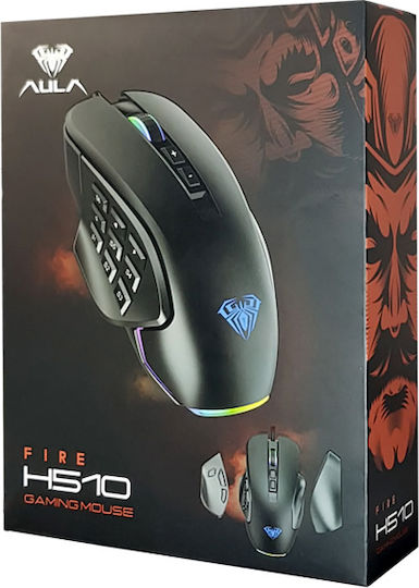 Aula Fire Η510 RGB Gaming Ποντίκι 10000 DPI Μαύρο