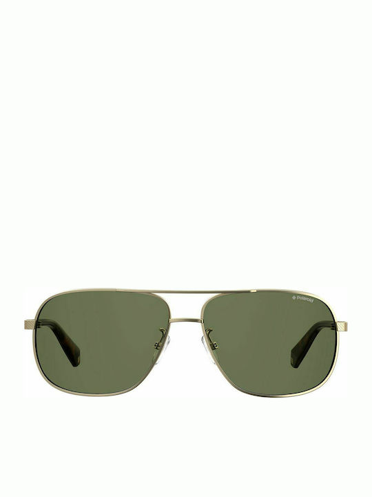 Polaroid Men's Sunglasses with Gold Metal Frame and Green Polarized Lens PLD2074/S/X J5G/UC