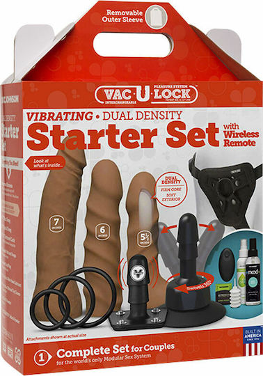 Doc Johnson Vibrating Dual Density Starter Set Σετ με Απομακρυσμένο Έλεγχο Caramel