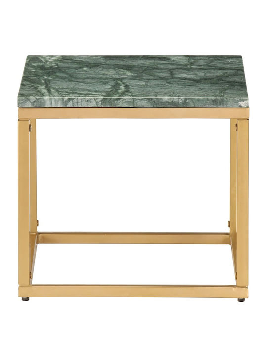 Square Side Table Metal Green Stone / Gold L40xW40xH35cm.