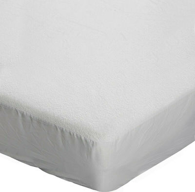 Mobiak King Size Waterproof Terry Mattress Cover with Elastic Straps White 200x200cm