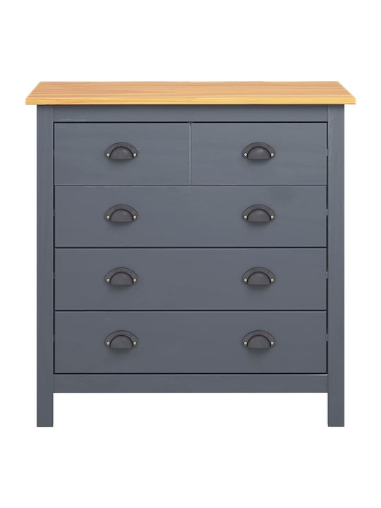 Hill Range Chest of Drawers of Solid Wood with 5 Drawers Γκρι 79x40x80cm