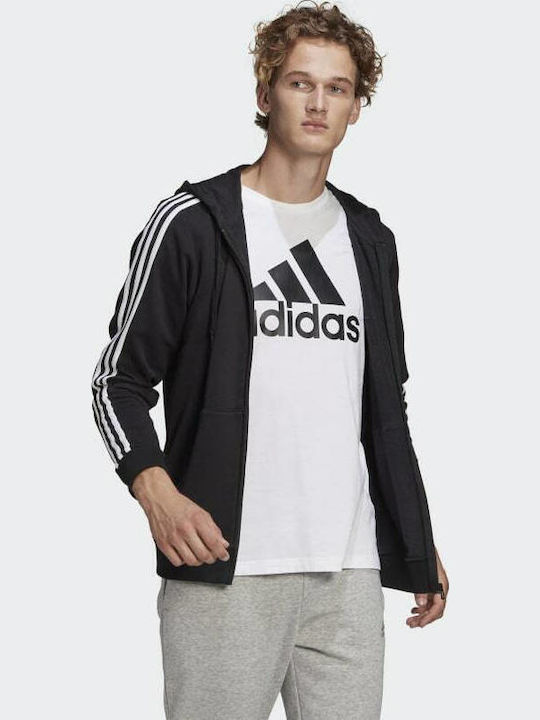 Essentials 3-Stripes Logo Hoodie Jacket Black