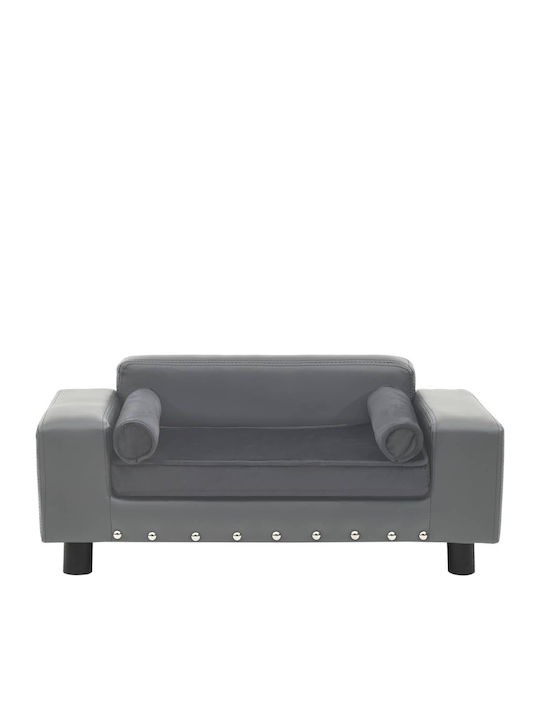 vidaXL Βελουτέ/Συνθετικό Δέρμα Elevated Dog Bed Gray 81x43cm. 170953