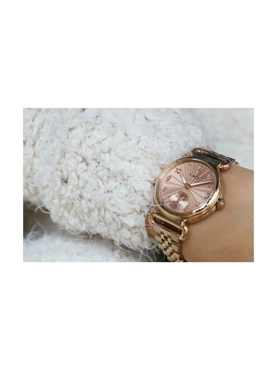 Timex Watch with Pink Gold Metal Bracelet