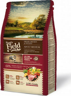 Sam's Field Adult Medium 13kg Ξηρά Τροφή με Λίγα Σιτηρά για Ενήλικους Σκύλους Μεσαίων Φυλών με Κοτόπουλο και Πατάτες