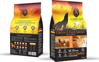 Ambrosia Chicken & Fresh Salmon All Breeds 12kg Ξηρά Τροφή χωρίς Σιτηρά για Ενήλικους Σκύλους με Σολομό και Κοτόπουλο
