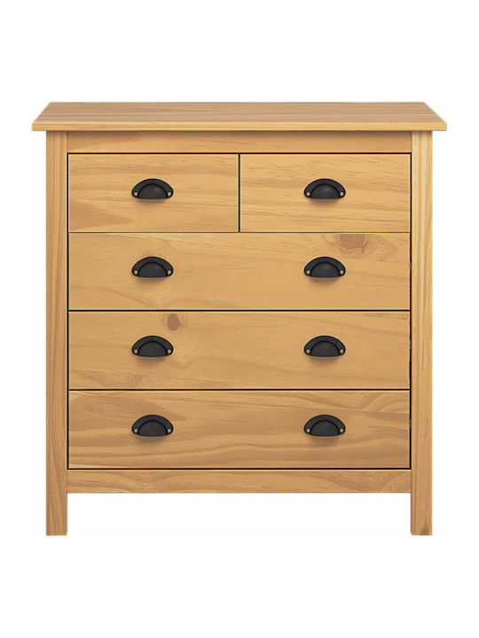 Chest of Drawers of Solid Wood with 5 Drawers 79x40x80cm