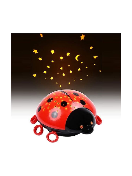 Heitech Led Kids Projector Lamp Ladybug with Star Projection Red
