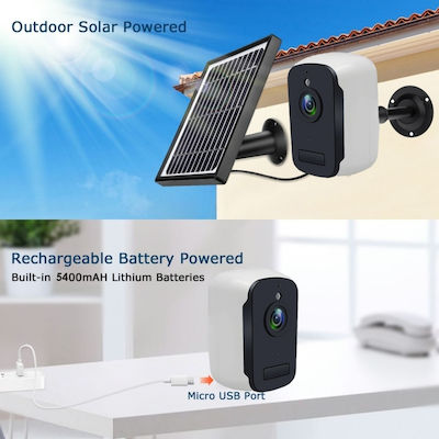 Anga AQ-8105ISW IP Überwachungskamera Wi-Fi 1080p Full HD Wasserdicht Batteriebetrieben mit Zwei-Wege-Kommunikation und Linse 3.6mm mit Solarpanel