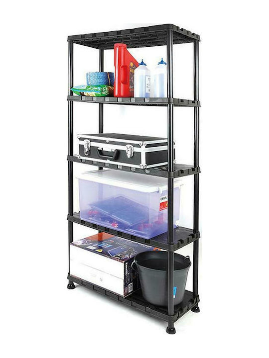 Plastic Outdoor Shelving Unit with 4 Shelves Black 56x35.6x126.2cm